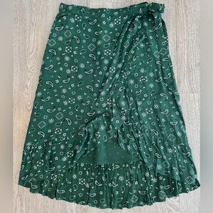 Rails Green Paisley Wrap Skirt